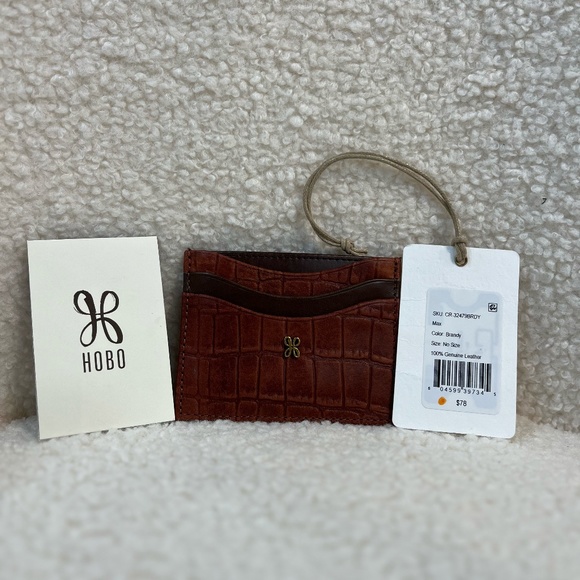 HOBO - MAX Credit Card Case Brandy Crocodile Embossed 100 % Genuine Leath… - Picture 3 of 5